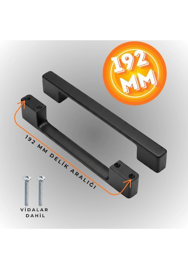 Köprü Kulp Dolap Çekmece Kulbu Metal Kulp 192 Mm Siyah