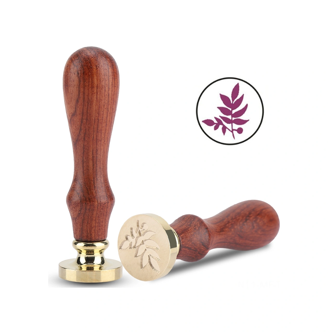 Mufunye Klasik Desenli Ahşap Saplı Mühür Mührü - Çelik Uçlu, Kolay Değiştirilebilir, Davetiye/zarf İçin Retro Stempel 012 Bitki Deseni