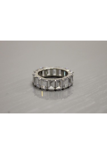 Silver Point Baget Taşlı Yüzük Ve Küpe Set Gümüş