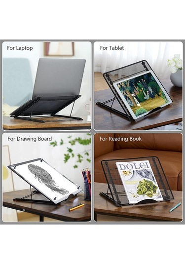 Dizüstü Bilgisayar Standı 34x29.5cm Alüminyum Alaşımlı Ayarlanabilir Dizüstü Bilgisayar Yükseltici Ergonomik Dizüstü Bilgisayarlar Asansör - Siyah