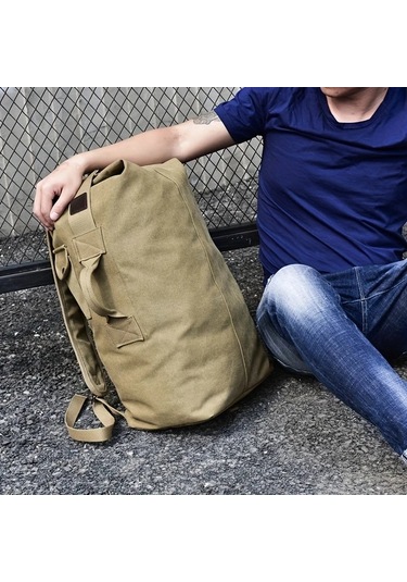 Willowhaven Hacimli Khaki Canvas Erkek Sırt Çantası - Katlanır Dayanıklı Hafif Outdoor Haki