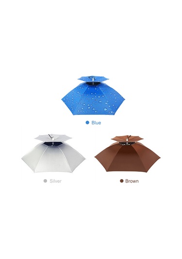 Aubyhe 95 Cm Çift Katlı Rüzgar Ve Yağmur Dayanıklı Balıkçılık Şapka Şemsiyesi - Gümüş Renk Gümüş