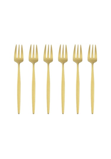 Altın 6 Adet Renkli Çatal Seti Çay Kek Aperatif Çatal Yemek Takımı Çatal Bıçak Takımı Mat Paslanmaz Çelik Sofra Tatlı Meyve Çatalı Gümüş Seti Altın