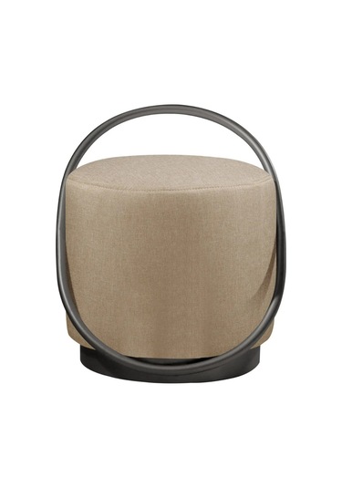 Loop Serisi Puf, Metal Halkalı Puf, Makyaj Oturağı ,puf Bench Montajsız Oturak Siyah Metal Ayaklı Cappuccino