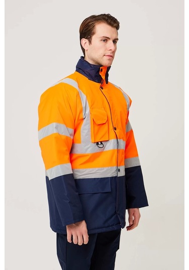 Kışlık İş Güvenliği Parkası Neon En Iso 13688 20471 343 Linum F.turuncu-lacivert