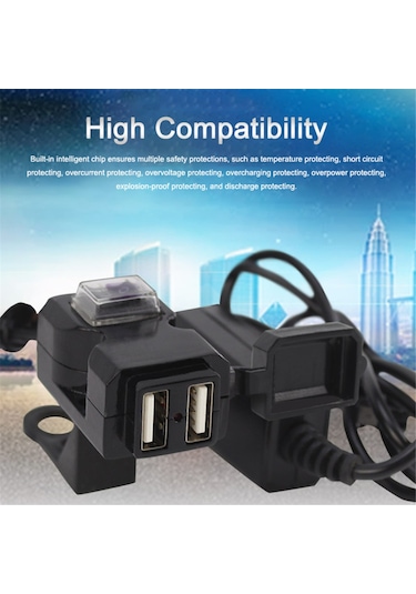 9 - 90v Araç Şarj Cihazı, Çift Usb Su Geçirmez Anahtarlı