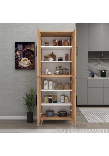 Reyo Home Enda 6 Raflı 4 Kapaklı Çok Amaçlı Dolap Atlantik Çam