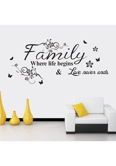 Hombey Siyah Pvc Çiçekli Sarma Duvar Sticker, Su Geçirmez, Kolay Uygulama, 57x28cm, Odalar İçin Dıy Dekorasyon