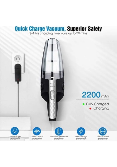 Cbtx R-6053 Taşınabilir Araba Ev Elektrikli El Süpürgesi Kablosuz Şarj Edilebilir Abs Elektrikli Süpürge