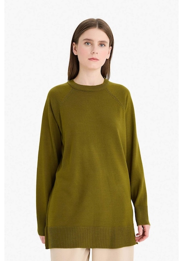 Defacto Regular Fit Bisiklet Yaka Tunik C4474ax25wnkh463 Haki