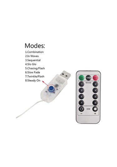 Shineyee Renkli Led Toplum Işık Zinciri, Noel Dekorasyonu, Usb Kumandalı 8 Fonksiyonlu, Islak Beyaz, 6m 40 Işık