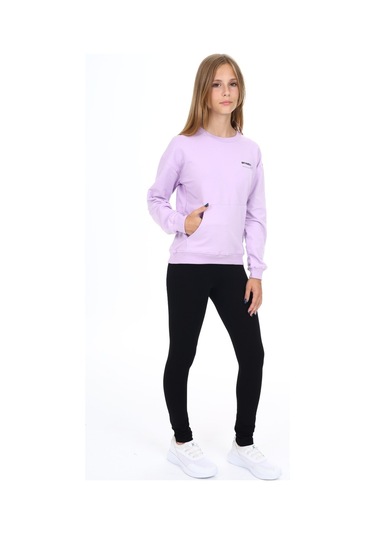 Toontoy Kız Çocuk Baskılı Taytlı Takım Lila
