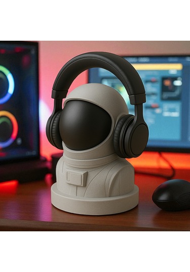 Astronot Kulaklık Standı 3D Baskı Oyuncu Aksesuarı Masa Dekoru