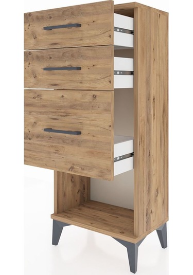 Arges Komodin 3 Çekmeceli 44x30x106 Çam-çam Çam