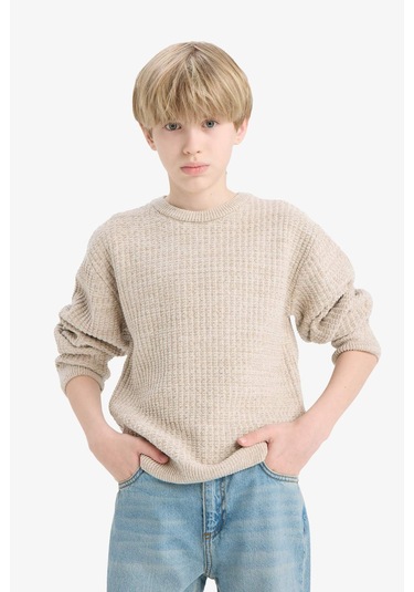 Defacto Erkek Çocuk Bisiklet Yaka Triko Kazak C9468a825aubg302 Bej