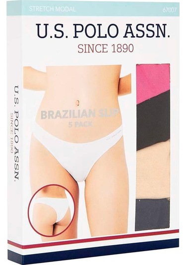 U.s Polo Assn. 67007 Kadın 5'li Modal Brazilian Slip Külot-siyah&ten&beyaz&ten&beyaz mix color