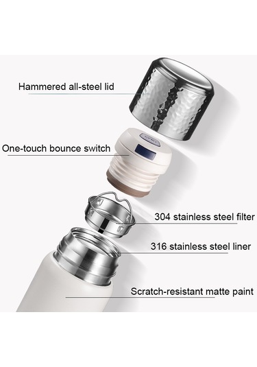 316 Paslanmaz Çelik Çay Filtreli Dövülmüş Kapaklı Termos Kahve Fincanı, Boyut: 430ml Siyah