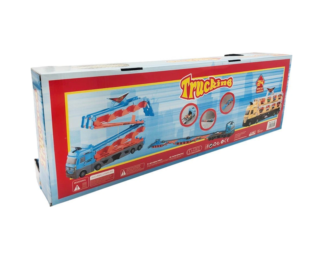 Farbu Oyuncak Sürat Pistli Tır, 2 Mt Pist Tek Kol Fırlatıcı 24 Araç Kapasiteli Taşıyıcı Tır, 2 Adet Araba İçerir Mavi Mavİ
