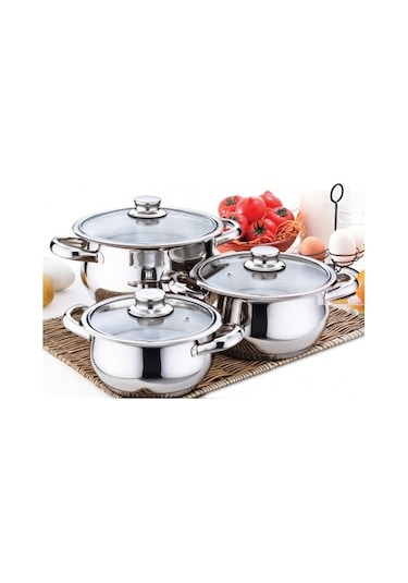 Gülsan Çakır 3 Lü Cam Kapak Tencere Seti