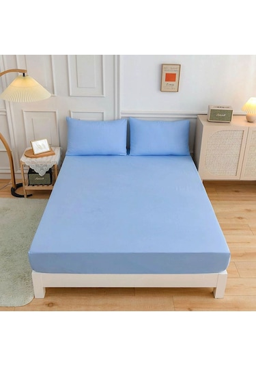 Açık Mavi Düz Renk Tek Kişilik Yatak Yastık Kılıfı 1.5/1.8 Tek Kişilik Çift Kişilik Nevresim Takımı Yastık Kılıfı Yok 120 200+27cm