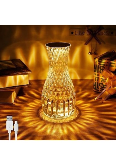 Sürahi Model Usb Şarjlı Kumandalı 16 Farklı Işık Modlu Masa Üstü Akrilik Lamba Led Siyah