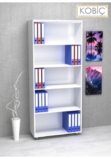 Kobiç Raflı Mdflam Dolap 80x35x185 Cm Beyaz Beyaz
