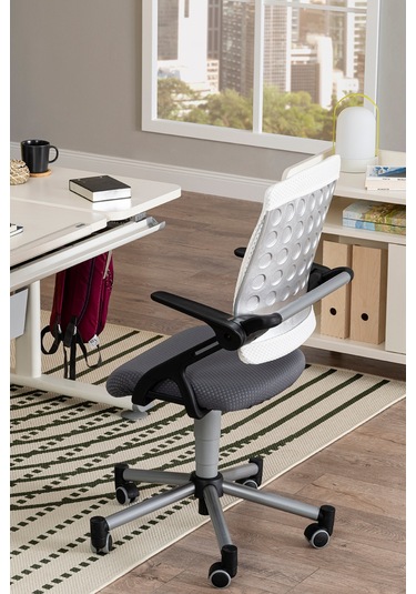 Creo Mobili Yükseklik Ayarlı Vega Plus Çalışma Sandalyesi, Ofis Ve Bilgisayar Koltuğu Beyaz/gri Gri