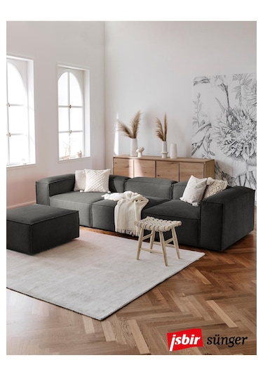 Mode Soft Köşe Koltuk Takımı 4 Modül 27 Koyu Antrasit Keten Kumaş