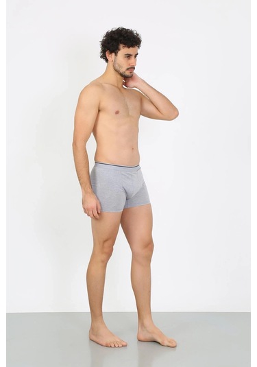 Giyim Erkek Pamuk Likralı Boxer Gri Gri