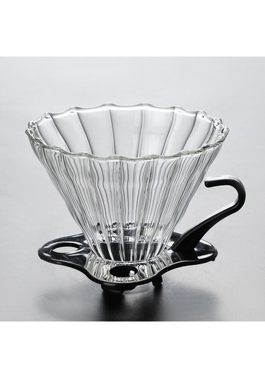 Mufunye Büyük Boy Cam V60 Filtre Kahve Değirmeni, Isıya Dayanıklı, Plastik Tabanlı, Kapağlı, Logo Özelleştirilebilir, Ev Kullanıma Uygun Siyah