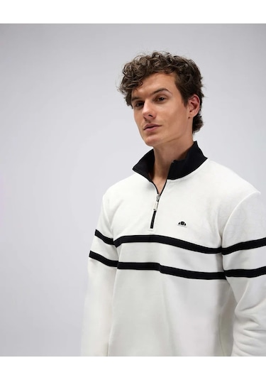 Ellesse Yarım Fermuarlı Erkek Sweatshirt Em619 Ekru