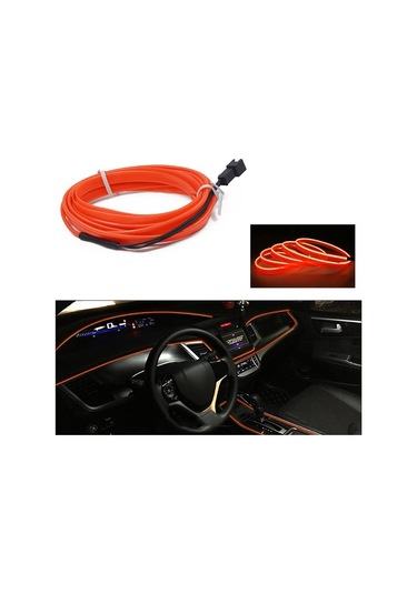 Cbtx Araba Dekorasyonu İçin 5m Çakmak El Şerit Işığı Ortam Işıkları Sürücülü Parlayan Halat Işığı - Turuncu