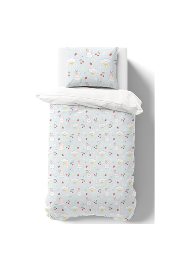 Organik Tek Kişilik Nevresim Takımı 160x220 - Şirin Tavşanlar Renkli