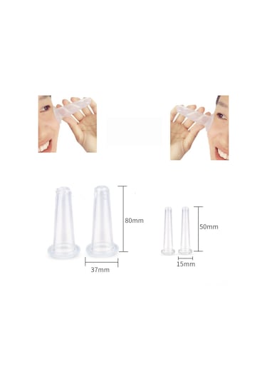 Yuntech01 Yüz Ve Boyun İçin Gıda Kalitesi Silikon Masaj Kupa - 2 Büyük 2 Küçük Boy, Nem Alma Ve Cilt Bakımı, Beyaz Beyaz