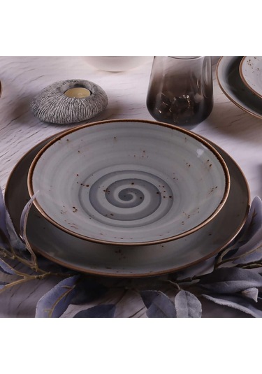 Tulü Porselen Deniz Reactive 67 Gri 24 Parça Yemek Takımı