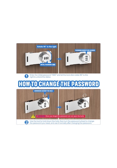 Folinda 2 Adet Çift Kapı Gömlekli Dolap Kilitleri - Antiçalar Zincirli Kombinasyon Kilidi, Ev Ve Ofis Güvenliği, Kolay Kurulum