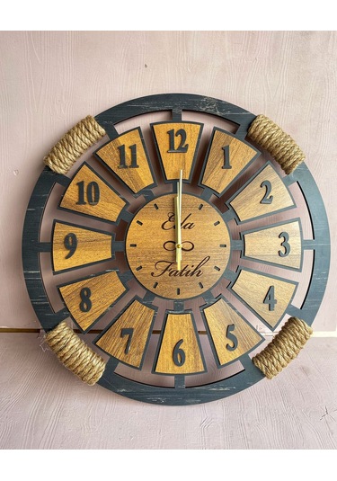 Lavinta54 Kişiye Özel Ahşap Duvar saati 50 cm Ahşap