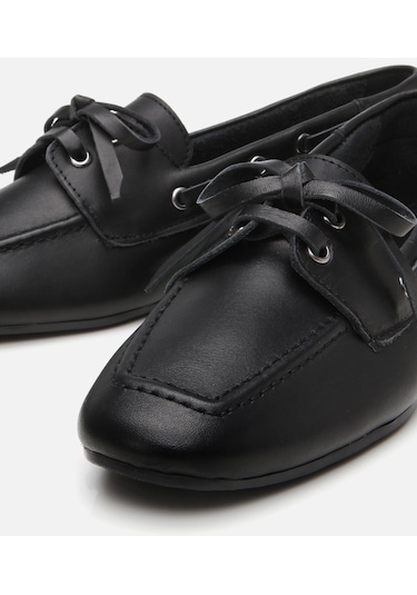 Hotiç Kadın Deri Siyah Bağcıklı Günlük Loafer 01ayh310880a100 Siyah