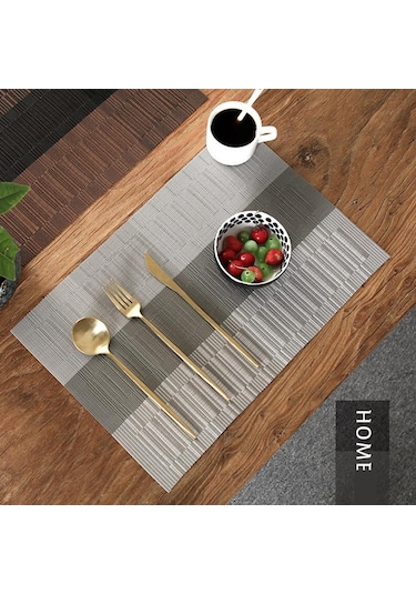 Gri 4 Adet Set Masa Mat Geometrik Pvc Placemat Mutfak Masa Örtüleri Ped Fincan Bardak Kahve Yemek Masası Peçeteler Ev Dekor Gri