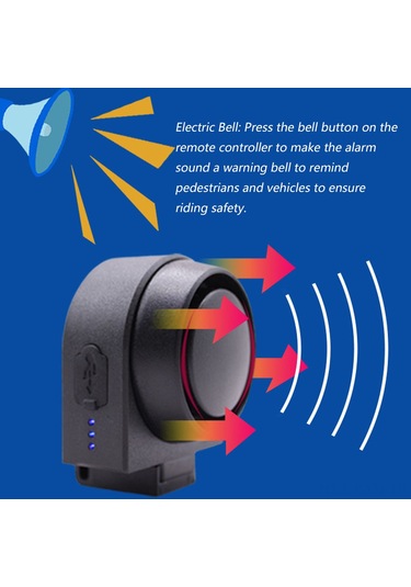 Kosona Siyah Bisiklet Alarmı İle Çalar: 115db Yüksek Ses, 3d Hareket Sensörü, 5 Ses Modu, Usb Şarjlı Pil, Su Geçirmez Ipx5
