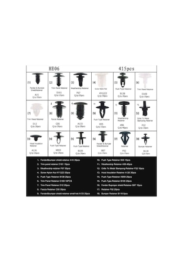 Cbtx 415 Adet Araba Tutucu Klips Çeşitleri Araba Paneli Trim Plastik Bağlantı Elemanları Perçin Klips Seti