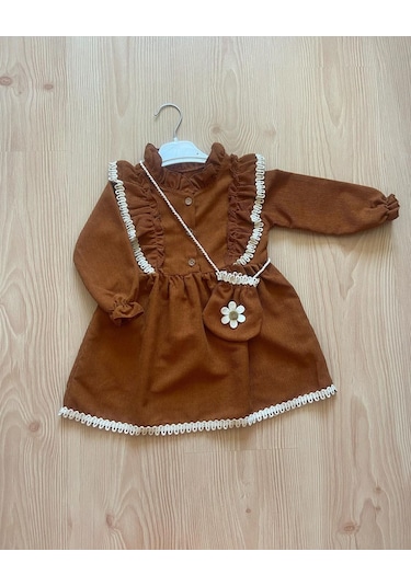 Çilek Bebe Kız Bebek Çantalı Elbise