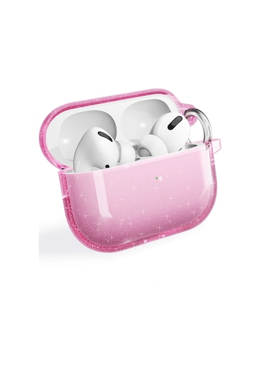 Teknodur Air-pods Pro 2 Allstar Airbag 32 Parlayan Simli Saydam Renkli Kılıf-pembe Pembe