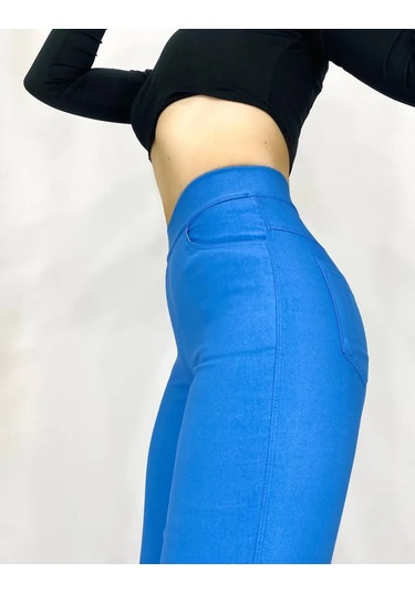 Natasha Beautıful Lastikli Jegging / Tüysüz 85290111 Mavi