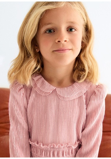 Mayoral Abel&lula Kız Çocuk Uzun Kol Pileli Şık Elbise Pembe