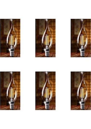 Edison 6 Adet 4w Led Filament Kıvrık Buji Ampul Günışığı Ct-4062g