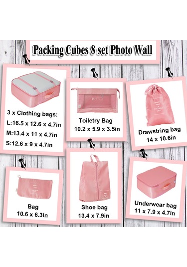 Monyee Turuncu Seyahat Organizer Seti 8 Parça - Çanta İçin Giyim Ayırma Çantaları, Mesh Tasarım, Su Geçirmez, El Tutuculu Ve Kaymazsız Kilitli