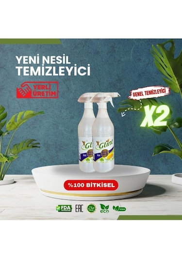 Glint 2 X 1 Litre %100 Çok Amaçlı Temizleyici Vegan Leke Çıkarıcı - Yağ Çözücü 2 Adet 2'li Set