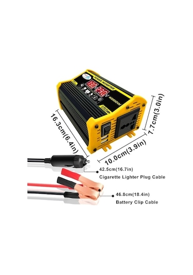 Trendooze Sones Legend Iı Nesil 12v - 220v 4000w Araç Güç Çeviricisi Siyah Siyah Ni