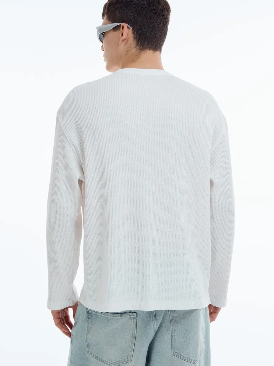 Tvoe Temel Wafer Uzatılmış Kol Süveter 451270141 Beyaz